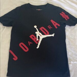 Jordan Black Tee with Red and White Logo